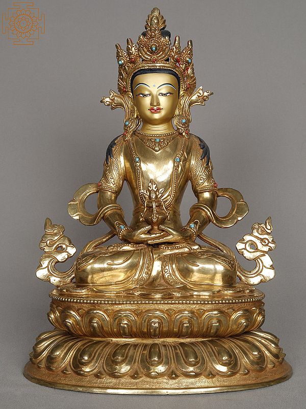 11" Copper Aparmita Statue from Nepal | Amitayus Idol