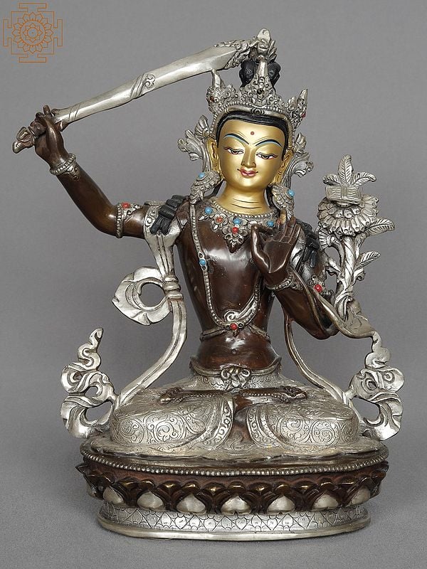 10" Manjushri Copper Idol from Nepal | Statue of Bodhisattva