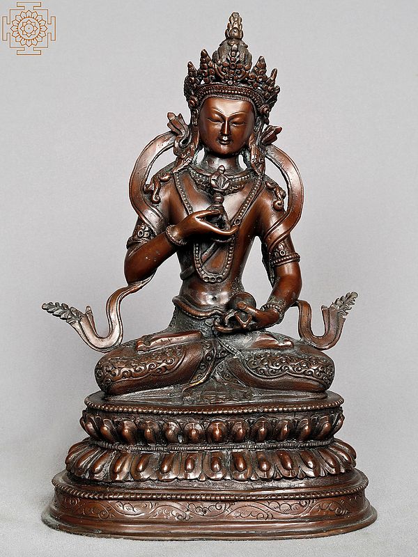10" Buddhist Deity Vajrasattva Idol from Nepal | Nepalese Copper Statue