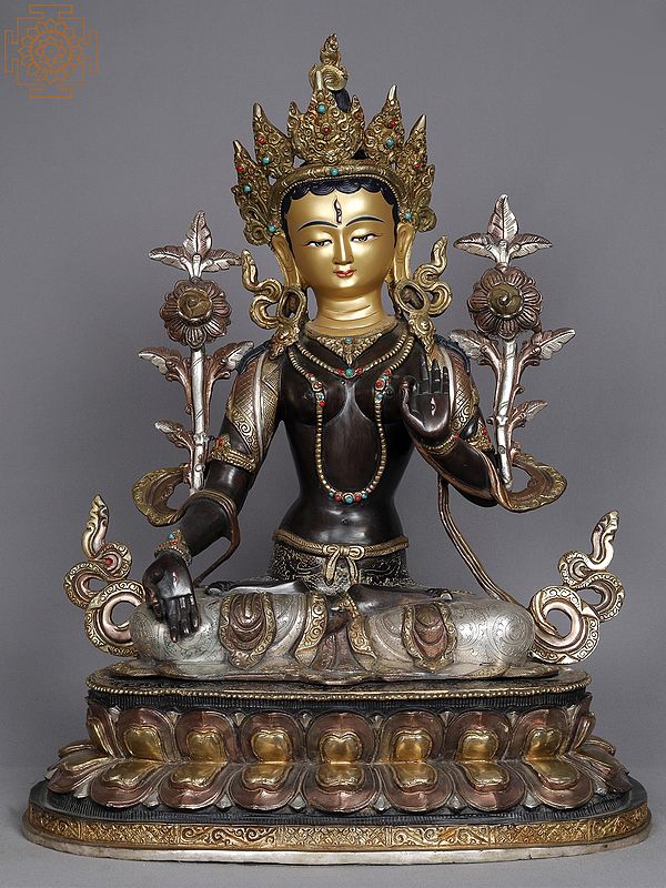 19" Goddess White Tara Nepalese Copper Statue | Sculpture from Nepal