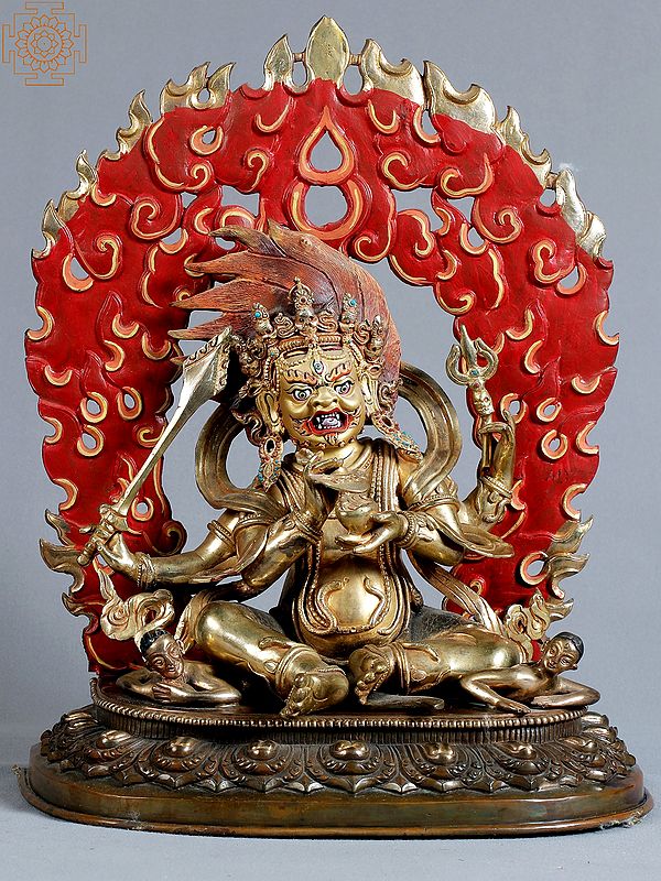 15" Mahakala Copper Idol with Gold | Nepalese Statues
