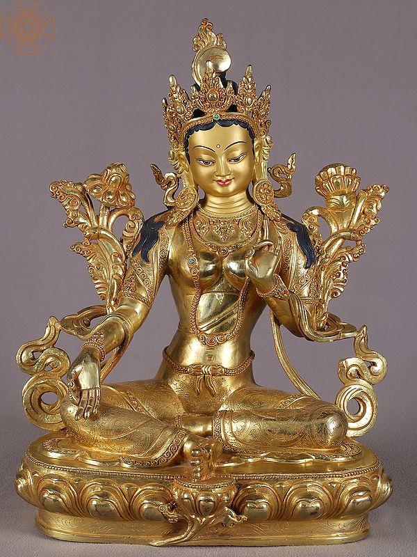 16" Goddess Tara Copper Statue from Nepal | Buddhist Goddess Idols