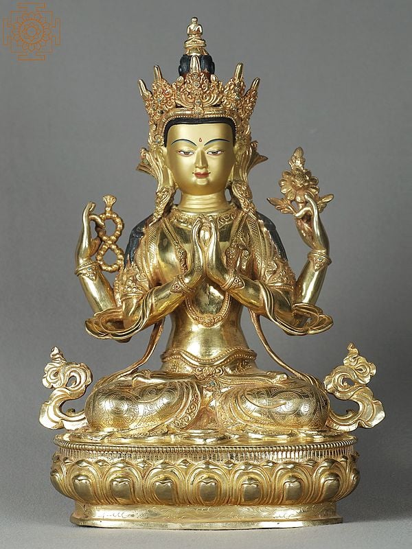 14" Kharchari Nepalese Copper Statue | Buddhist Deity Idols