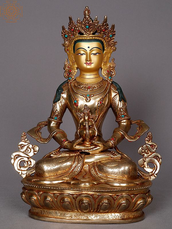 12" Aparmita Buddha Copper Statue | Amitayus Copper Idols from Nepal