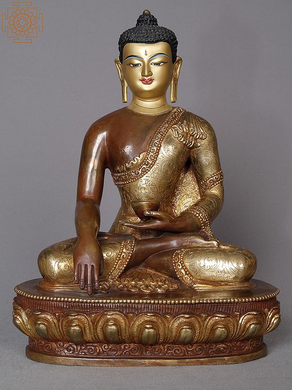 10" Lord Shakyamuni Buddha Copper Statue from Nepal