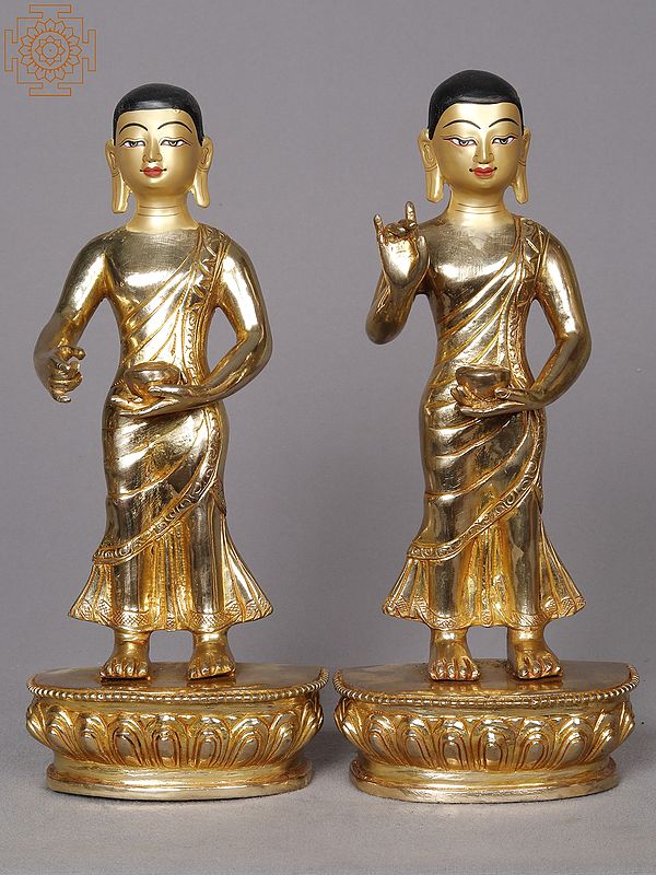 The Two Disciples of Buddha Copper Statues