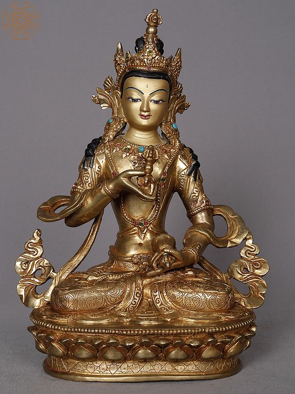 10" Buddhist Deity Vajrasattva Copper Idol from Nepal | Nepalese Statue