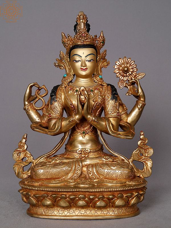 10" Buddhist Deity Kharchari Copper Statue | Nepalese Copper Idols