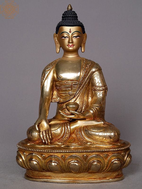 9" Lord Amitabha Buddha Copper Statue from Nepal | Buddhist Deity Idols