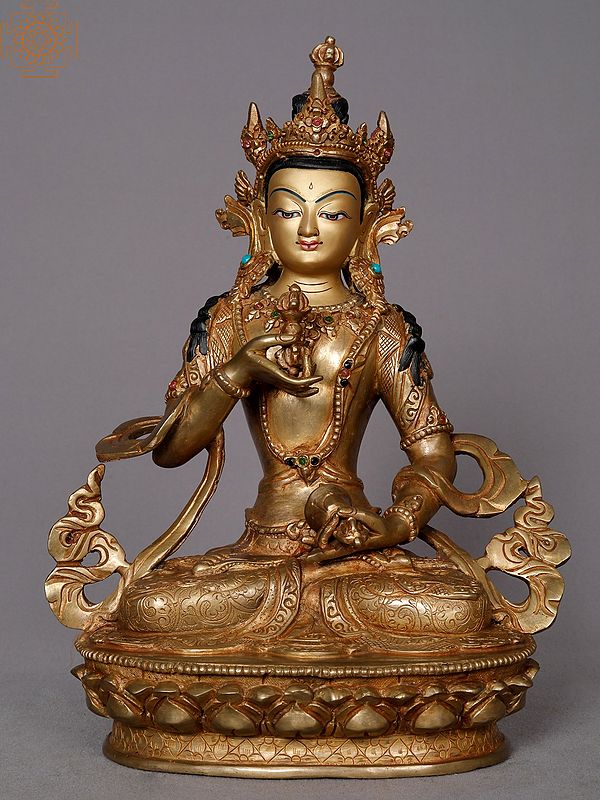 10" Buddhist Deity Vajrasattva Copper Statue from Nepal | Nepalese Metal Idols