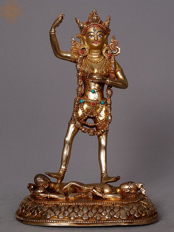9" Jogin Copper Statue from Nepal | Buddhist Deity Manjushri Idols