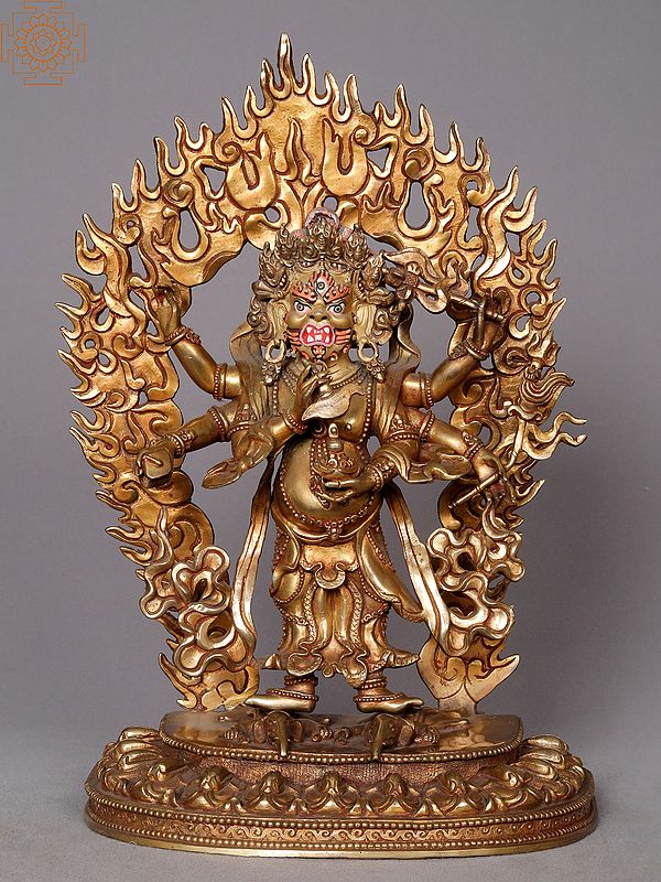 12" Buddhist Deity Mahakala Copper Statue from Nepal | Nepalese Metal Idols