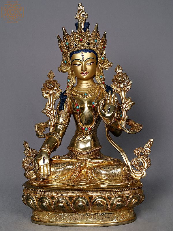 10" White Tara Copper Statue from Nepal | Buddhist Deity Idols