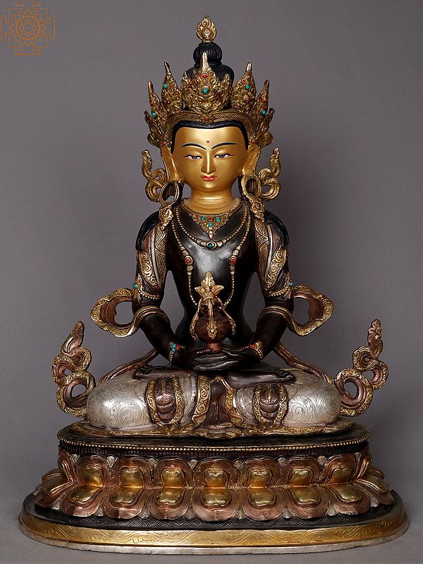 19" Aparmita Buddha Copper Statue from Nepal | Amitayus Buddha Idol