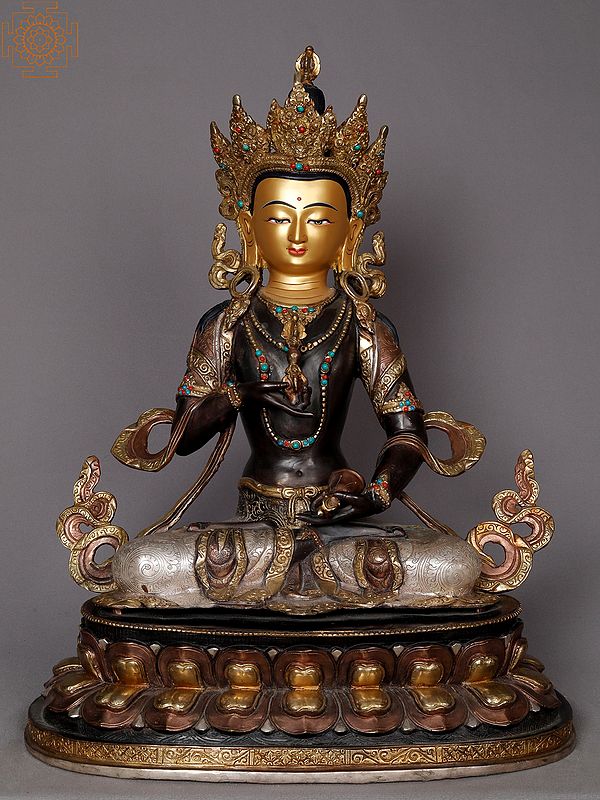 18" Buddhist Deity Vajrasattva Copper Statue from Nepal | Nepalese Metal Idols