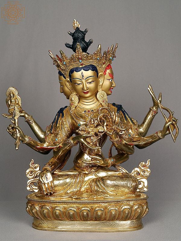 13" Buddhist Deity Namgyalma Copper Statue from Nepal | Nepalese Metal Idols