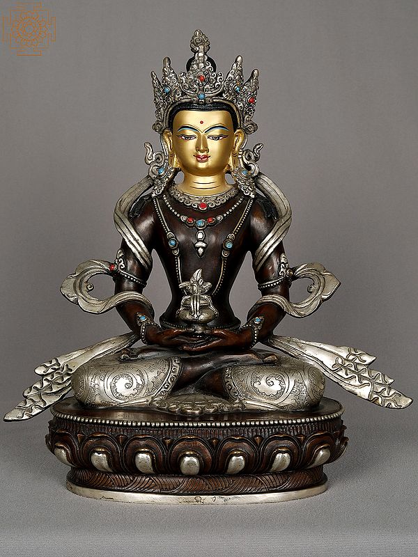 11" Amitayus Buddha Copper Statue from Nepal | Amitabha Buddha Sculptures