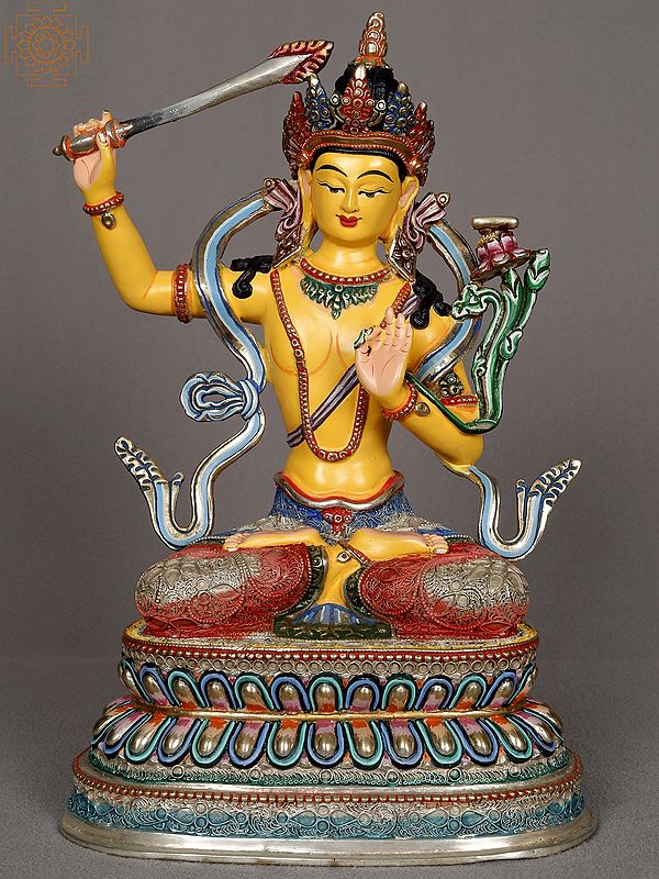 9" Manjushri Copper Statue from Nepal | Authentic Nepalese Sculpture