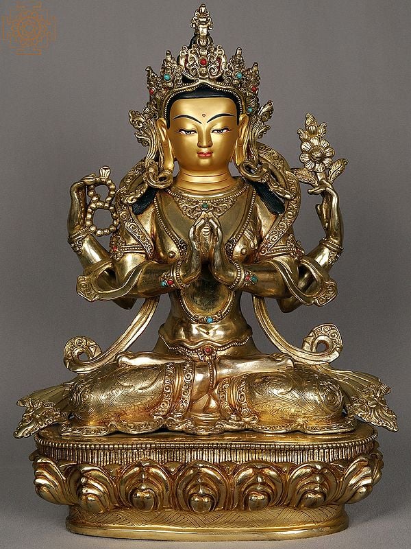 15" Buddhist Deity Kharchari Copper Statue | Nepalese Copper Statue