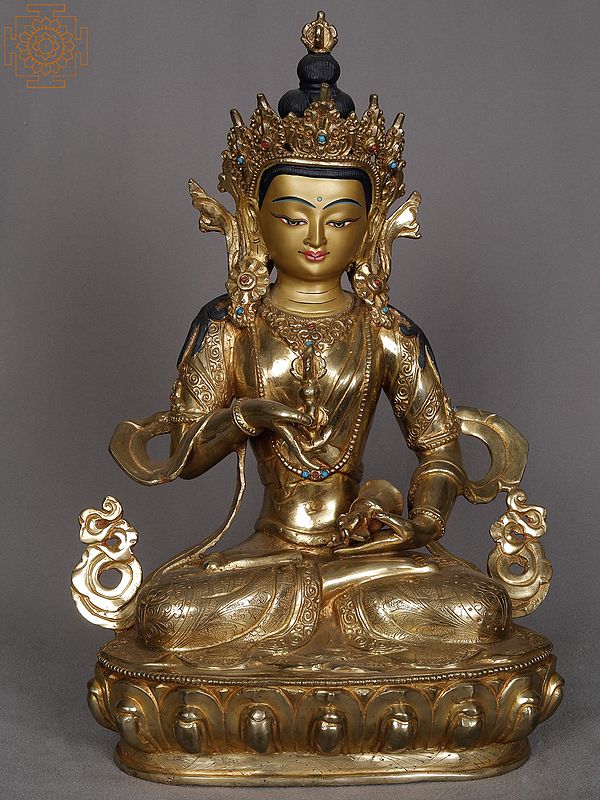 14" Buddhist Deity Vajrasattva Copper Statue from Nepal