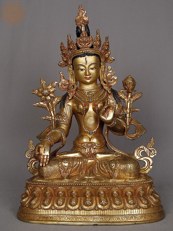 13" Buddhist Deity White Tara Copper Sculpture | Statue from Nepal