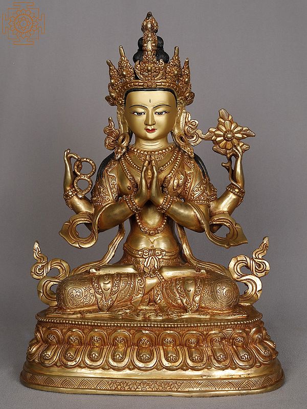 13" Buddhist Deity Kharchari Copper Sculpture | Statue from Nepal