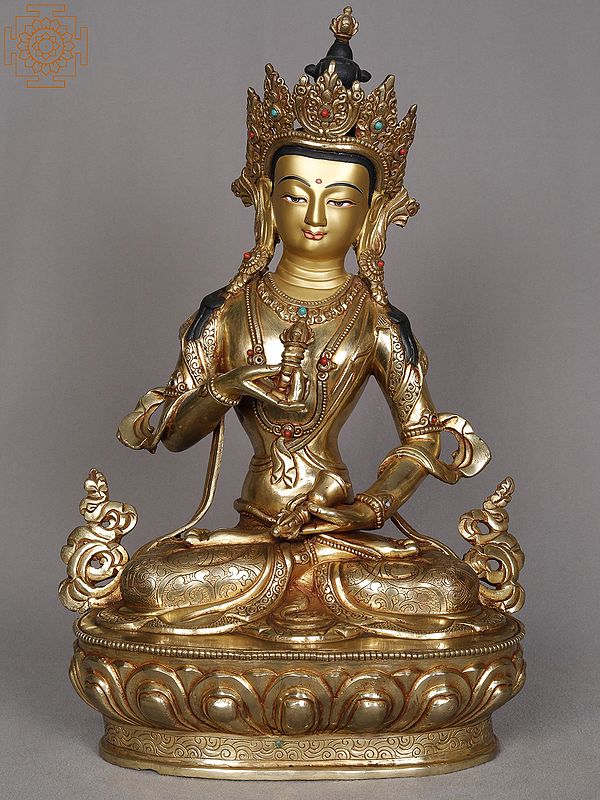 14" Buddhist Deity Vajrasattva Copper Sculpture | Statue from Nepal