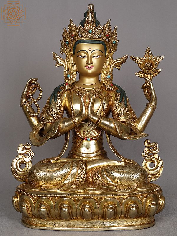 13" Aparmita Copper Sculpture | Amitayus Statue from Nepal