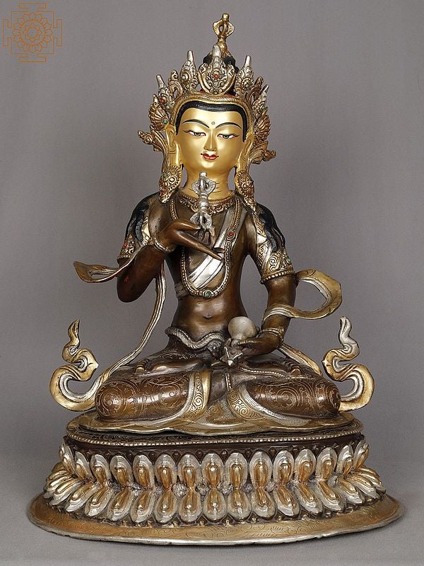 19" Buddhist Deity Vajrasattva Copper Idol from Nepal | Nepalese Copper Statue