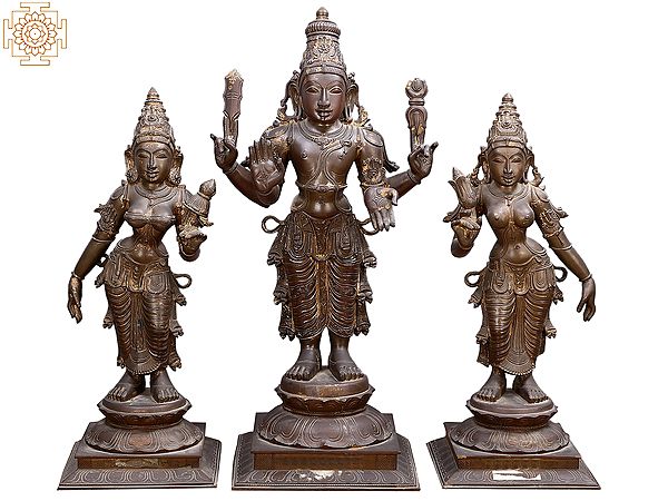 24" Lord Murugan (Karttikeya) with Devasena and Valli