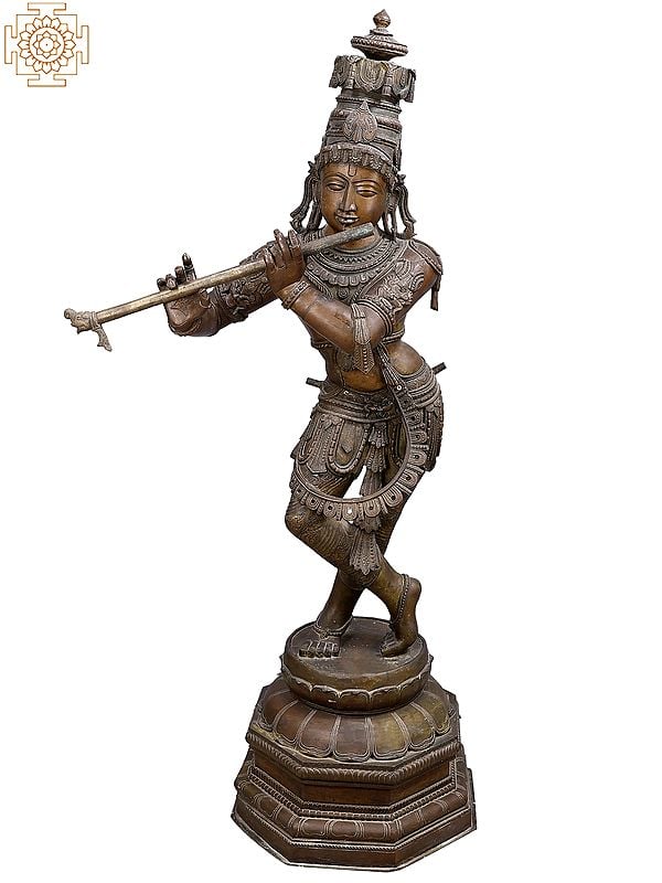 60" Large Standing Lord Krishna Playing Flute | Made In South India