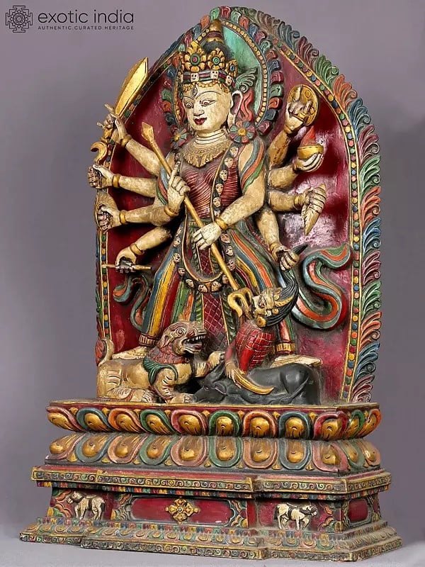 Ugra-Chandi- Durga Wooden Statue | Exotic India Art