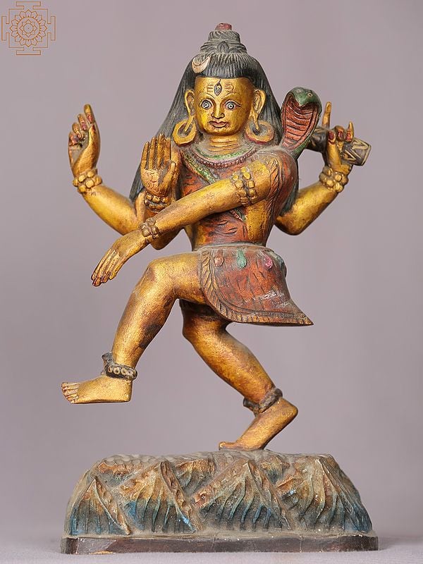 10" Wooden Dancing Lord Shiva Statue
