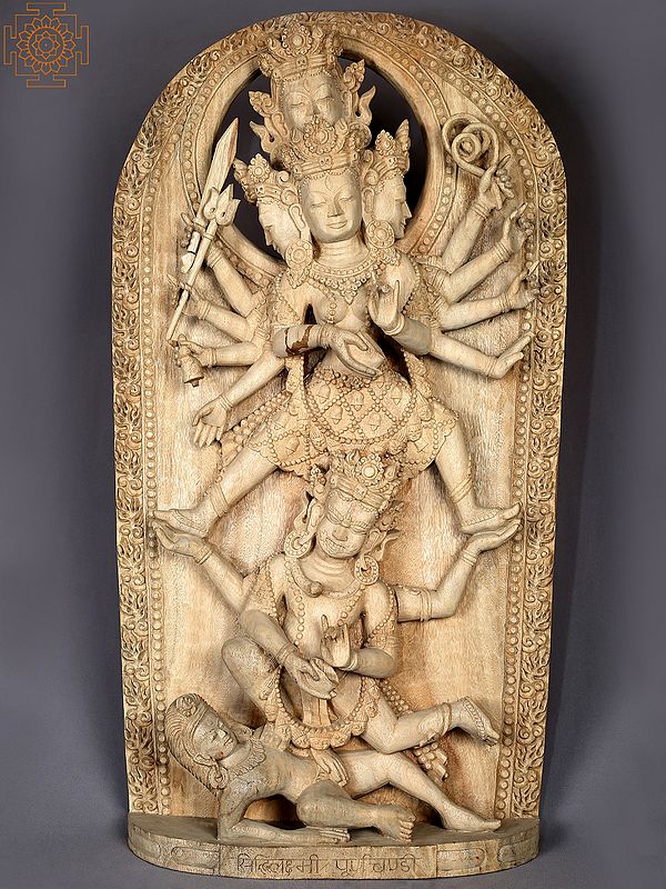 Siddhi Lakshmi Purna Chandi: Rare Goddess Large Wooden Statue