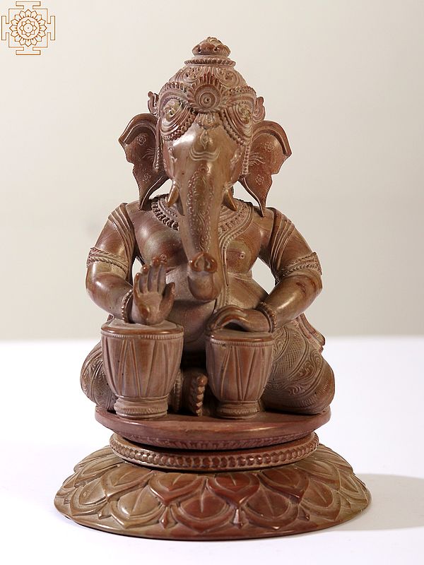 Superfine Lord Ganesha Playing Tabla Stone Sculpture