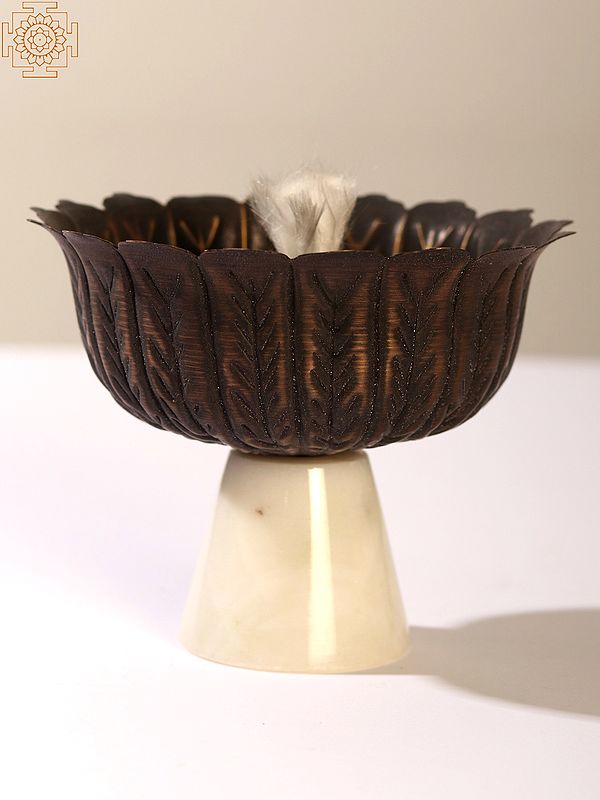 Beautiful Leaf Diya Brass And Marble
