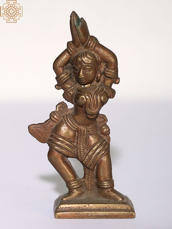 3" Small Dancing Apsara Brass Statue