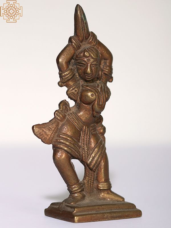 16 Brass Dancing Apsara With A Parrot