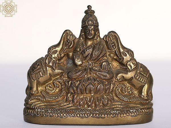 3" Small Goddess Gajalakshmi Brass Statue