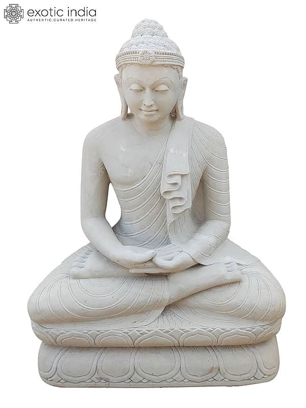 36' Seated Gautam Buddha In Meditation With Sand Stone