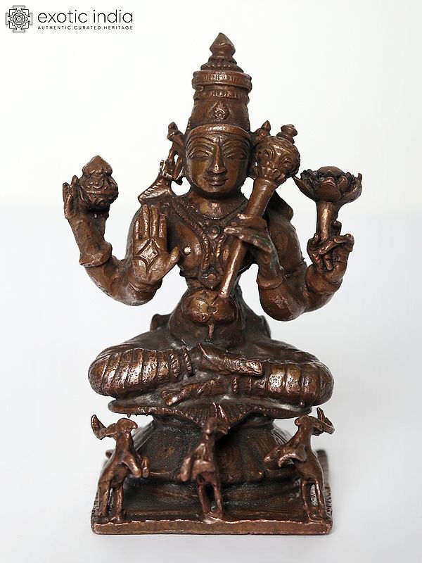 Small Lord Chandra Dev Statue in Copper | Handmade Idol | Made in India