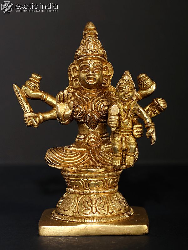 5" Santana Lakshmi - Goddess's Manifestation Who Bestows Offspring | Brass Statue