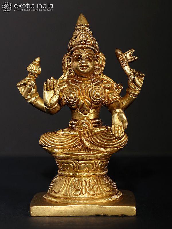 5" Goddess Adi Lakshmi - A Form of Ashta Lakshmi | Brass Statue
