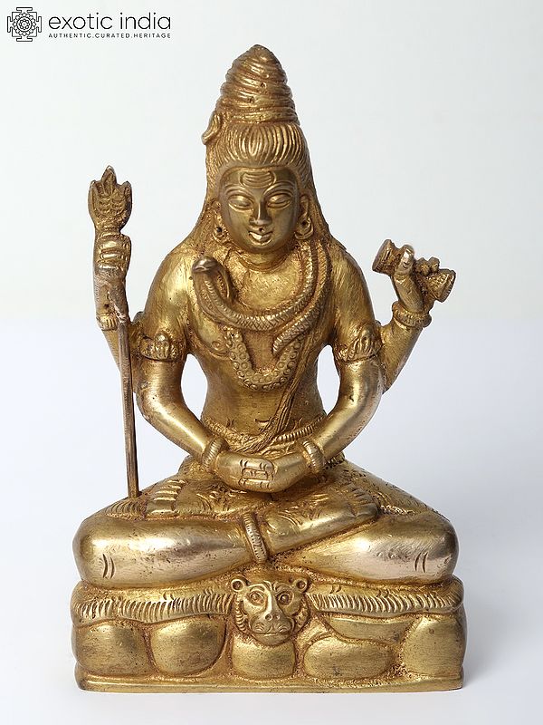 6" Mahayogi Shiva Brass Statue