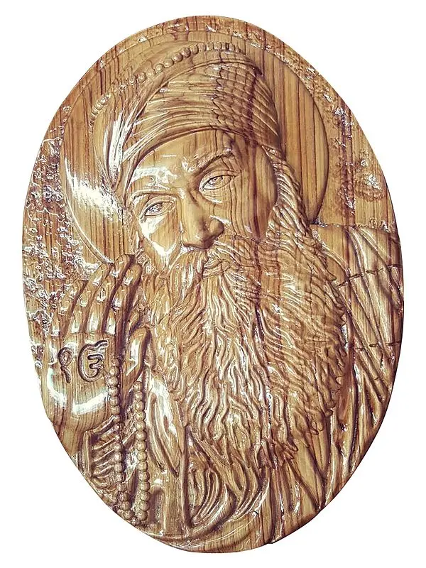 Wooden Guru Nanak Wall Hanging Panel