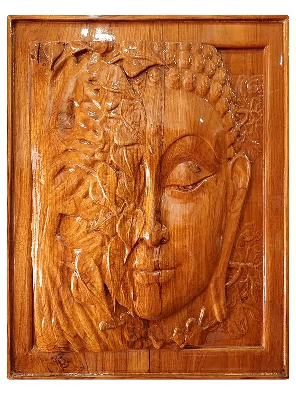 Wooden Buddha Wall Hanging Panel
