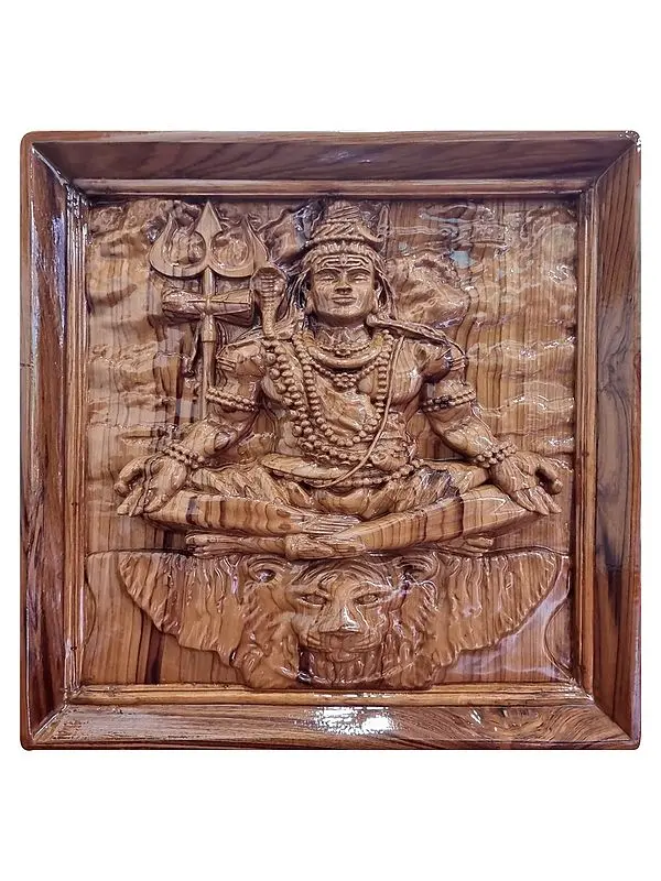 Wooden Shiv Maditation Wall Hanging Panel