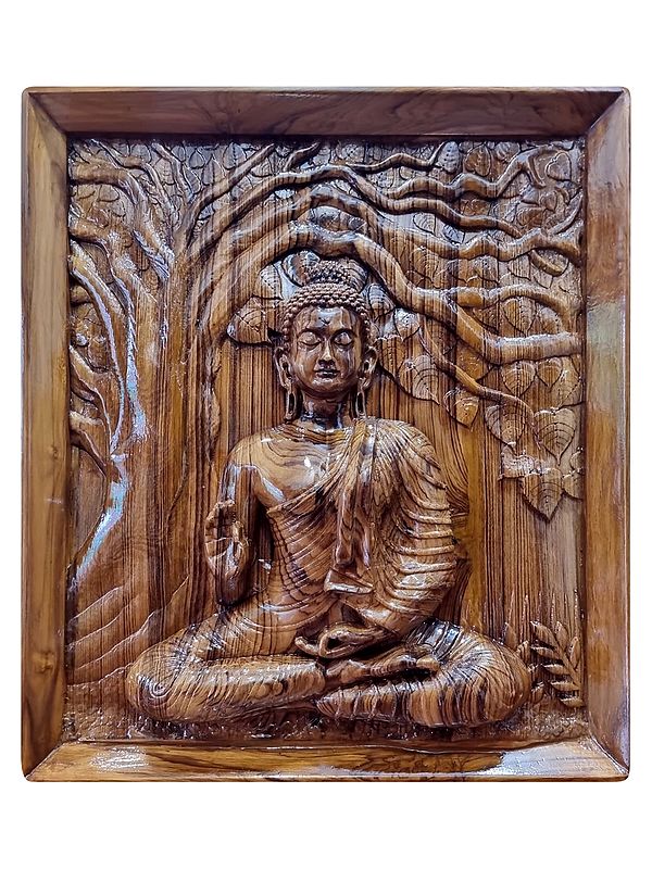 Wooden Buddha Wall Hanging Panel