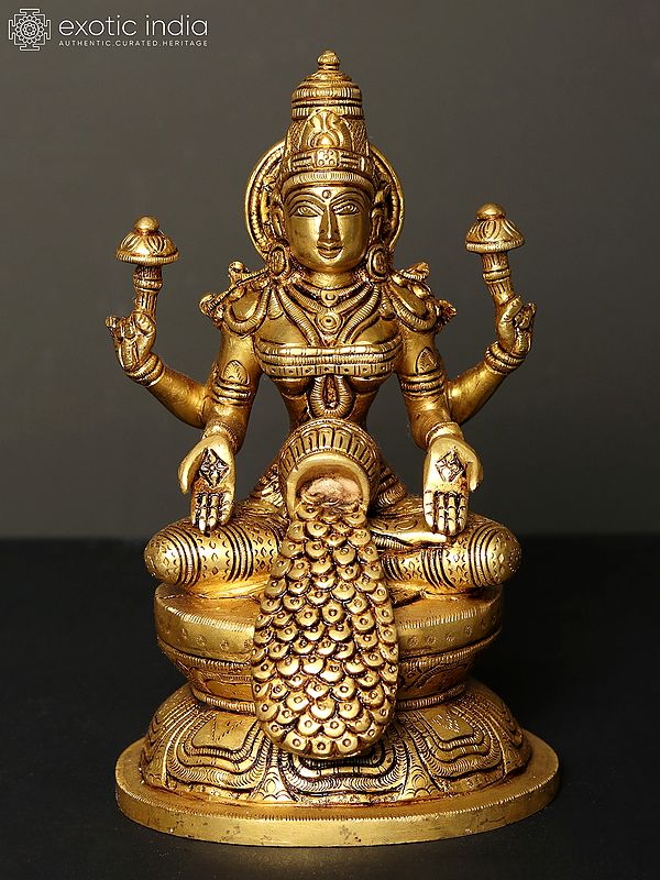 7" Goddess Lakshmi Showering Wealth | Brass Statue