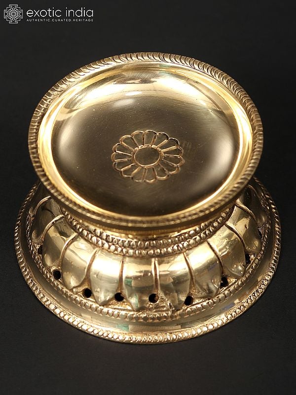 4" Small Designer Round Brass Diya